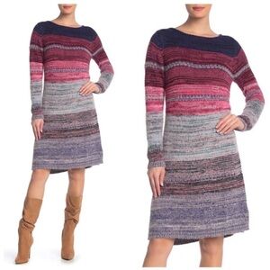 NEW Susina multi stripe crew neck sweater dress